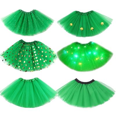 China Toddler 2021 Handmade Green Shamrock Party Costume Tutu Dress Skirt St Patricks Day Outfit Breathable Custom Babies for sale