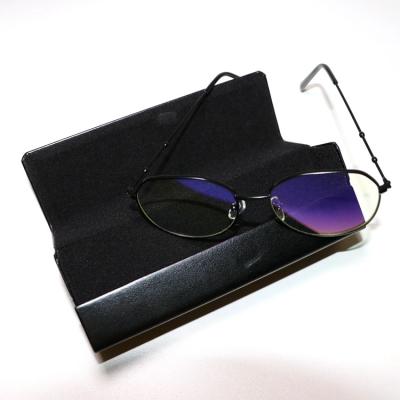 China Hand made case High Quality black color custom logo printed Leather eyeglass case glasses box for sale