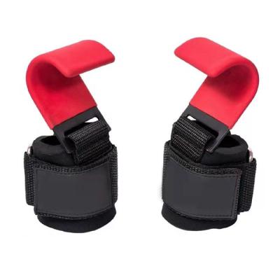 China Comfortable Weightlifting Straps Hooks Weightlifting Hooks Rubber Coated Handles for sale