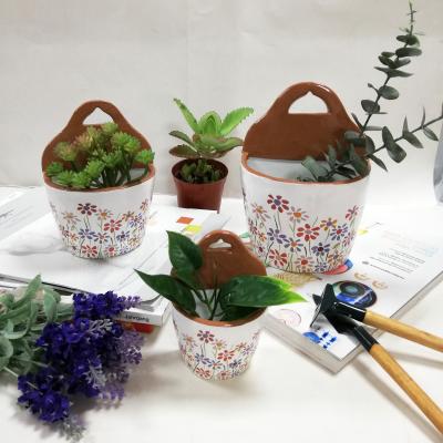 China New Europe Design Flower Pot Printing Plant Indoor Small Pots Ceramic Planter for sale