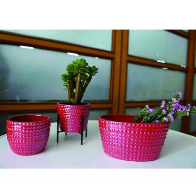 China Europe Best Cheap Modern Hotel Decor Red Ceramic Planter Flower Pot for sale