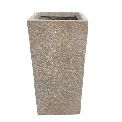 China Wholesale Pastoral Outdoor Garden Decor Vases Magnesia Floor Tall Rectangular Vase for sale