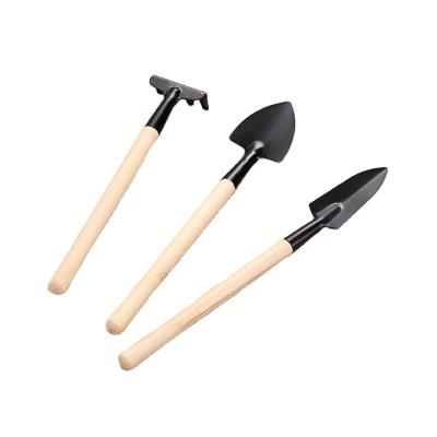 China Garden Working Garden Shovel Shovel Rake Small Mini Cheap Multifunctional Wooden Metal Handle Tools Shovel Set of 3 Pieces for sale