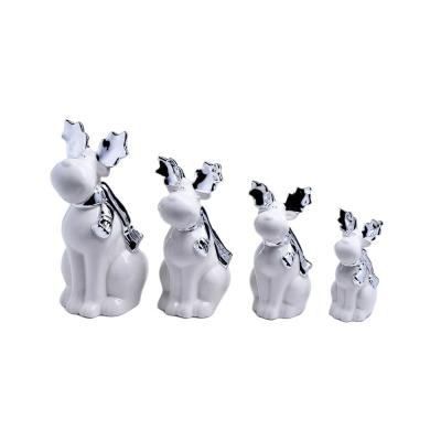 China Art Decor Modern Fashion Delicate Elk Christmas Home Decoration Ceramic Ornament for sale