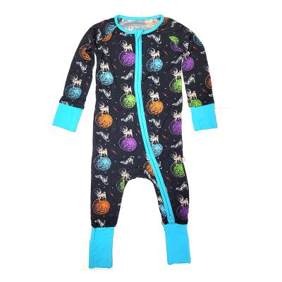 China High Quality One Piece Pajamas 95%bamboo 5%spandex Baby Rompers Baby Zipper Romper for sale