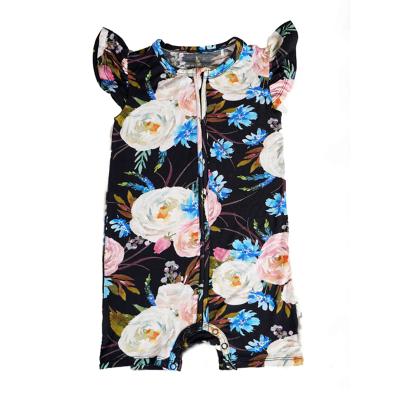 China Wholesale High Quality Ruffle Infant One Piece Zipper Baby Overalls Toddler Short Sleeve Rompers for sale