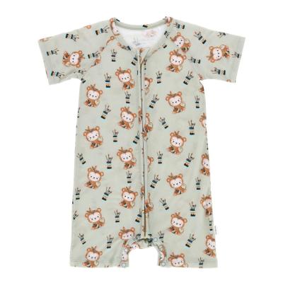 China High Quality Infant Baby Boy One Piece Zipper Overalls Zippie Toddler Short Sleeve Rompers for sale