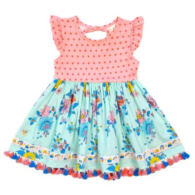 China Fashion Summer New Breathable Soft Bamboo Squishy Baby Ruffled Hat Sleeve Twirl Dress for sale