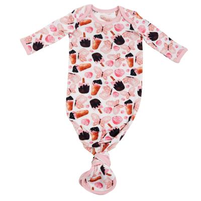 China Antibacterial Baby Long Sleeve Knotted Bamboo Squishy Newborn Knotted Sleeping Bag Gown for sale