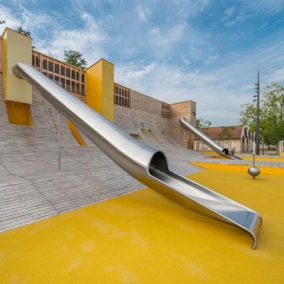 China Outdoor Wooden Stainless Steel Indoor Backyard Helicoil Tower Slide Stainless Steel Playground Swing Slides For Kids Yiwu Embankments for sale