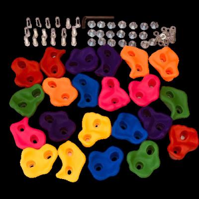 China Rock Climbing Kids Climbing Holds, Wooden Kids Rock Climbing Wall Stones Hand Feet Holds Grab Kits With Screws Random Color for sale