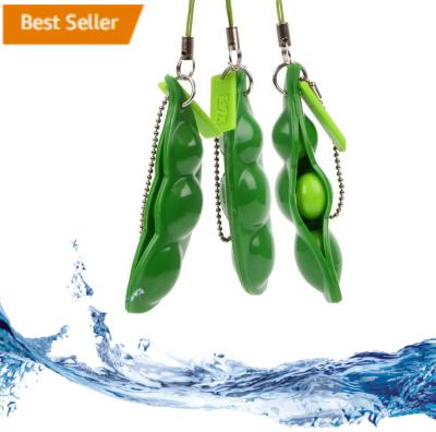 China Chosen Stirring Person Bean Toy, Edamame Soybean Keychain Extrusion Bean Pea Squeeze-A-Bean Stabilizing Annealing Silicone Ailbaba Chain Toys for sale