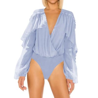 China Wholesale High Quality Anti-wrinkle Long Sleeve V-Neck Hip Lift Tummy Control Shapewear Stretch Romper For Women for sale