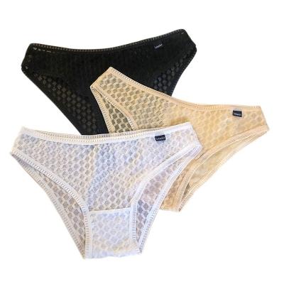 China Adults 100% Polyester Seamless New Lace Panties Women Mesh Sexy Low Waist Briefs Crotch Cotton Antibacterial Wholesale Sexy Panties Lace for sale