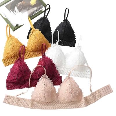 China QUICK DRY French Underwear Women's Back Beauty Cup Triangle Lace Style Thin Wrap Chest With Chest Students No Underwire Bra Women Sexy for sale