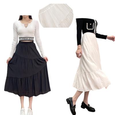 China 2023 summer new high-waisted splice anti-static wholesale ladies pleated casual a-line skirt for sale