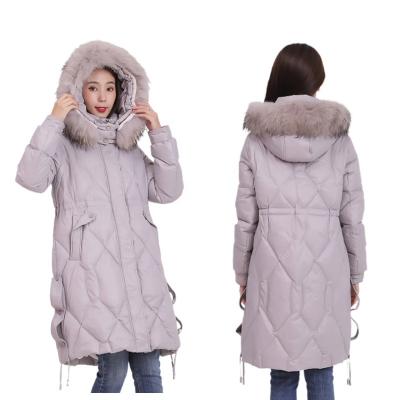 China High Quality Exaggerated Custom Winter Waterproof Quilted OEM Detachable Hood Plus Size Women's Down Jacket T017 Woven Leisure Long Thick for sale