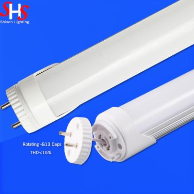 China WAREHOUSE rotating G13 t8 led tube light 18W 4ft 9W 2ft AC 100-265V PF>0.9 t8 led tube light for sale