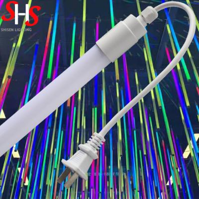 China RGB Outdoor Light DMX512 Led Tube Light Auto Dimmable Ip65 18W 4ft Waterproof PC t8 Led Tube 5050 Outdoor Lamp for sale