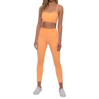 China Antibacterial Yoga Set Antibacterial Women Fitness Gaiters Private Label Gym Sport High Waist Bra And Yoga Pants for sale