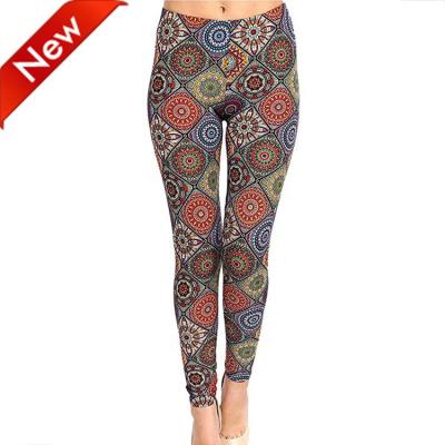 China New Antibacterial Custom Design High Waist Geometric Printed Girls Yoga Leggings Sport Tights for sale