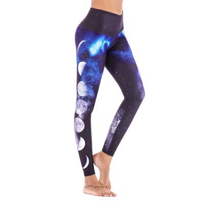 China New Trend Antibacterial Eclipse Printed Rpet Yoga Pants High Quality Gym Workout Leggings for sale