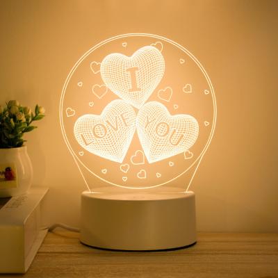 China Modern USB Powered 16 Colors 3D Optical Illusion Decorative Lamp Night Light Table Lamp for sale