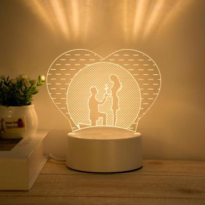 China New Modern Design 3d Acrylic Led Night Light Customized Bedroom Light for sale