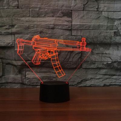 China Modern Hottest ODM/OEM USB Gun Shape 3D Night Light Battery Operated Desk Lamp For Boys for sale