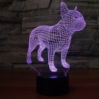 China Best Selling Modern Cute USB Rechargeable 3D Illusion Bedroom Dog Acrylic Night Light With Various Colors for sale