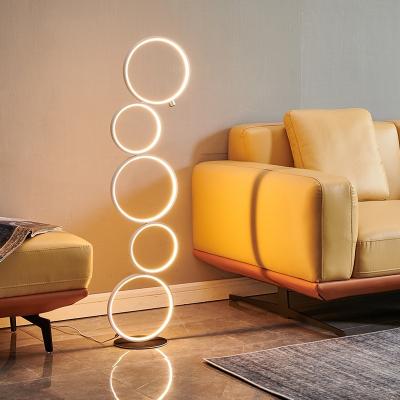 China Modern Simple Circle Living Room Bedroom LED Dimming Decorative Floor Lamp for sale