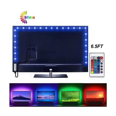 China LANDSCAPE USB 6.56ft Waterproof 2m Color Changing 24KEY Flexible IR RGB Remote Control SMD 5050 60 LED Strip Light 40-60in TV Backlight for sale