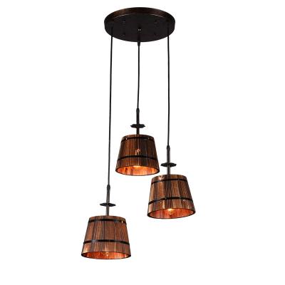 China America Rustic Retro Vintage Rustic Barrel Wine Barrel Bucket Lamp Wood Chandelier for sale