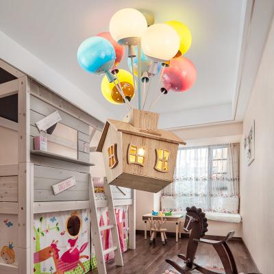 China Modern Creative Boy Room Girl Colorful Air Balloon Home Kids Chandelier Pendant Light For Kids for sale