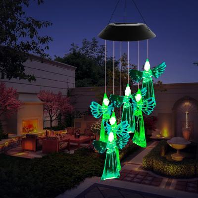 China Angel Outdoor Solar Powered Hanging Garden LED Mobile Wind Chime Lights for Gift Decoration for sale