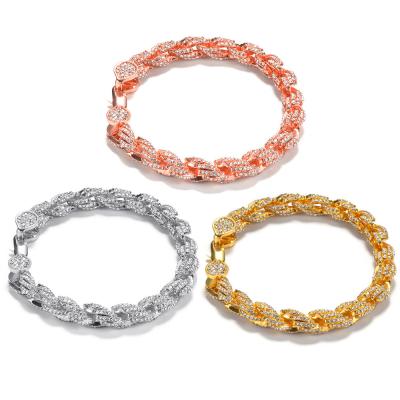 China New Alloy Diamond Rope Hip Hop Bracelet Hiphop Fashion Personality Accessories Twist Bracelet for sale