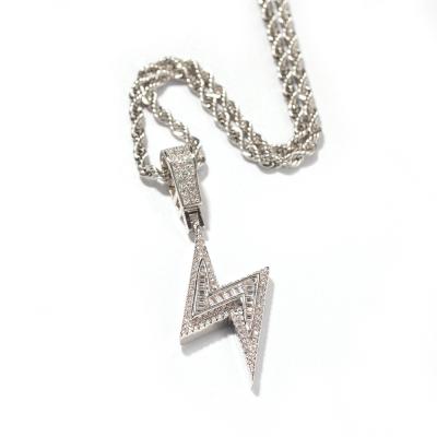 China Male Lightning Hip Hop 3Mm Stainless Steel 24Inch Twist Chain Zircon Pendant for sale