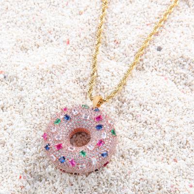 China Hiphop Zircon Donut Hip Hop Pendant Jewelry Couples Pendant For Men And Women for sale