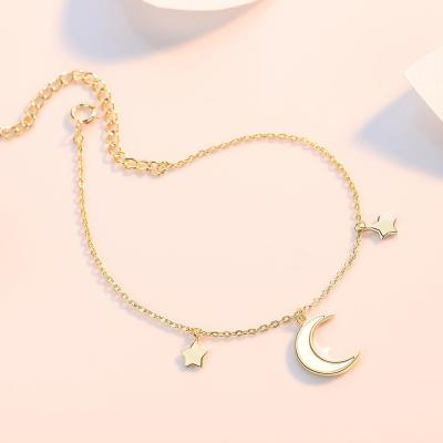 China Cute Friends Gift Recommend S925 Sterling Silver Star And Moon Bracelet for sale