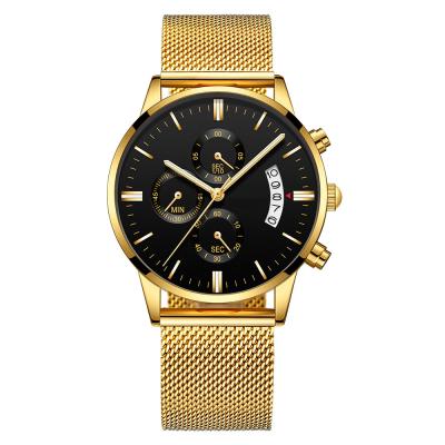 China Small MOQ Auto Date Waterproof Alloy Case Mesh Strap 3ATM Man Watch Custom for sale