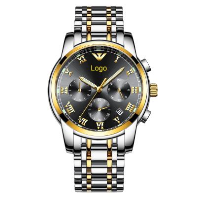 China Custom Logo Luxury Quartz Watch Stainless Steel Durable Good Quality Auto Date New Products Custom Watch for sale