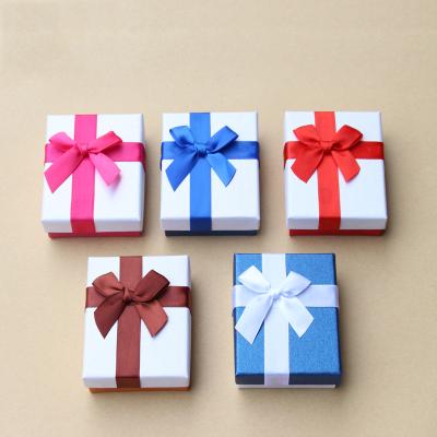 China High End Bowknot Jewelry Box Ring Earring Pendant Small Gift Paper Box for sale