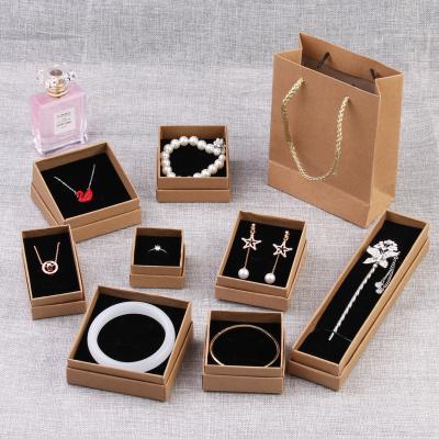 China Retro Paper Jewelry Box Wholesale Wrapping Paper Box Ring Earring Bracelet Packaging Box for sale