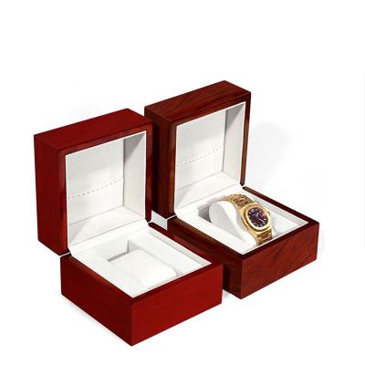 China Watch Packing 100Pcs Custom Logo Wood Grain Wooden Watch Box Jewelry Package Box for sale