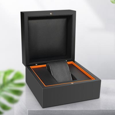 China Watch New Arrival Jewelry Gift Storage Box Black Watch Wooden Packing Box With PU Leather Pillow for sale