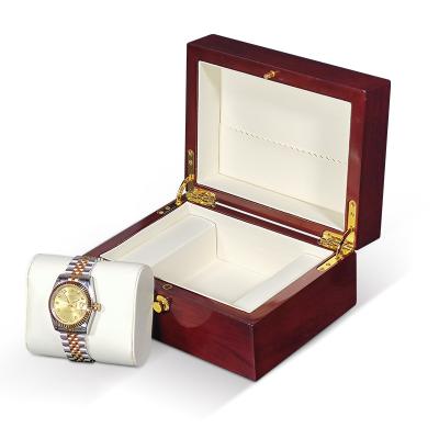 China Smooth And Delicate Pear Red Wood Grain Watch Painting Wooden Packaging Box Jewelry Box for sale