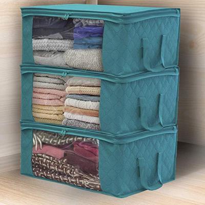 China Large Capacity Breathable Nonwoven Fabric Bag Holder Portable Foldable Stored Clothes Stitch Storage Bag Organizer for sale