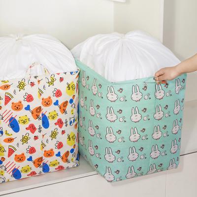 China Cotton Viable and Dirty Clothes Storage Basket Mouth Beam Cloth Quilt Bag Waterproof and Dustproof Canvas Folding for sale