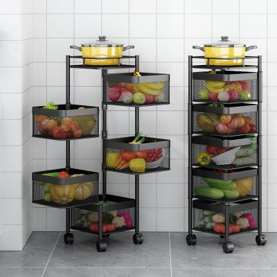 China Minimalist Kitchen Vegetable Storage Rack Floor Corner Multi-Layer Rack Basket Storage Revolving Vegetable Rack for sale