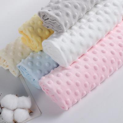 China Super Soft 100% Polyester Bubble Baby Blanket Breathable Velboa Embossed Polka Minky Dot Fabric for sale